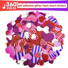 img 2 attached to 💌 Valentine's Day Foam Hearts Sticker Kit - 376 Pieces: Includes 360 Colorful Glitter Self-Adhesive Heart Foam Stickers and 16 Large Foam Hearts for DIY Crafts, Weddings, and Celebrations