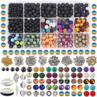 🌈 702pcs lava beads stone rock beads rainbow striped kit with chakra and cloisonne beads for bracelet making, essential oil diffuser jewelry supplies logo