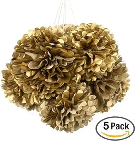 img 1 attached to 🎉 Vibrant 16” Gold Tissue Paper Flower Pom Poms - Pack of 5 Hanging Party Decorations by MOWO