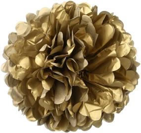 img 2 attached to 🎉 Vibrant 16” Gold Tissue Paper Flower Pom Poms - Pack of 5 Hanging Party Decorations by MOWO