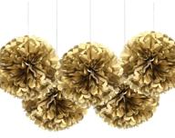 🎉 vibrant 16” gold tissue paper flower pom poms - pack of 5 hanging party decorations by mowo логотип