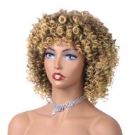 blonde afro wigs for black women: aisi beauty synthetic kinky curly wig with bangs, blonde mixed brown, heat resistant full wigs for african women with wig cap logo