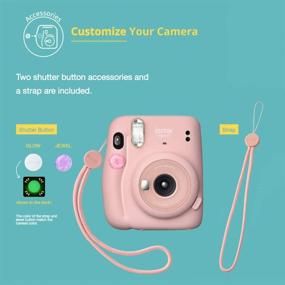 img 2 attached to FUJIFILM INSTAX Mini 11 Instant Film Camera (Ice White) + Accessory Bundle with 4X Fujifilm Instax Mini Twin Film, Carrying Case, Strap & Funky Film Frames