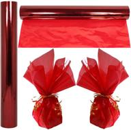 🎁 anapoliz cellophane wrap roll red - 100ft x 16in - transparent red gift & treat wrap - 2.3 mil thick - perfect for baskets & cellophane wrapping paper - vibrant christmas & holiday color logo