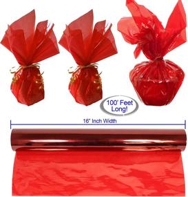 img 2 attached to 🎁 Anapoliz Cellophane Wrap Roll Red - 100ft x 16in - Transparent Red Gift & Treat Wrap - 2.3 Mil Thick - Perfect for Baskets & Cellophane Wrapping Paper - Vibrant Christmas & Holiday Color