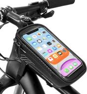 🚴 waterproof bicycle top tube cycling phone mount bag - bike front frame pack with touch screen sun visor & large capacity phone case for cellphone below 6.5’’ - compatible with iphone 7, 8 plus, xs max logo