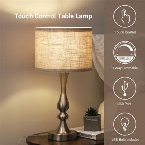 img 2 attached to 🌙 DEWENWILS Touch Control Bedside Table Lamp with 2 USB Ports, 3 Dimming Levels, Modern Nightstand Lamp for Living Room, Bedroom, Office, Includes 7W 2700K LED Bulb