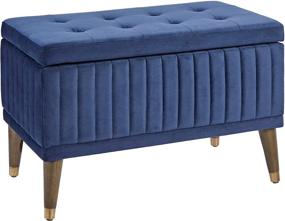 img 4 attached to Versatile FIRST HILL FHW Microfiber Ottoman Bench with Shoe Storage in Elegant Venetian Blue