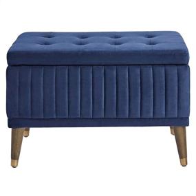 img 2 attached to Versatile FIRST HILL FHW Microfiber Ottoman Bench with Shoe Storage in Elegant Venetian Blue