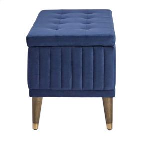 img 1 attached to Versatile FIRST HILL FHW Microfiber Ottoman Bench with Shoe Storage in Elegant Venetian Blue