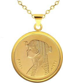 img 3 attached to Authentic Handmade NileCart Cleopatra Coin Necklace 18k Gold Plated from Egypt with Adjustable 16 in. Chain