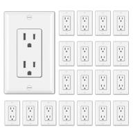 🔌 20 pack of bestten 15a decorator wall receptacle outlet with wallplate - non-tamper-resistant, ul listed in white логотип
