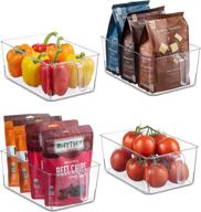 📦 4-pack clear household plastic food storage bins with handles for kitchen, countertops, cabinets, fridge, freezer, bedrooms, bathrooms – organizing solutions for refrigerator pantry logo