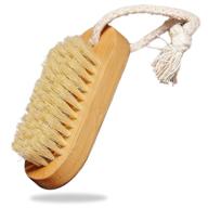 🎋 grip clean bamboo nail brush - non-slip fingernail scrubber for soft, clean hands, feet & cuticles with hanging rope - medium-strength sisal bristles logo