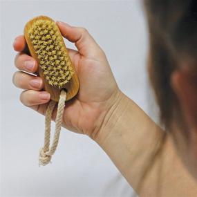 img 1 attached to 🎋 Grip Clean Bamboo Nail Brush - Non-Slip Fingernail Scrubber for Soft, Clean Hands, Feet & Cuticles with Hanging Rope - Medium-Strength Sisal Bristles