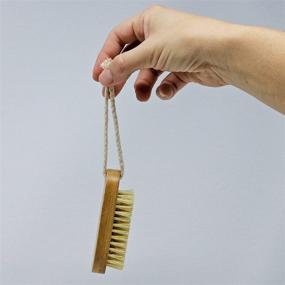 img 2 attached to 🎋 Grip Clean Bamboo Nail Brush - Non-Slip Fingernail Scrubber for Soft, Clean Hands, Feet & Cuticles with Hanging Rope - Medium-Strength Sisal Bristles