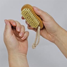 img 3 attached to 🎋 Grip Clean Bamboo Nail Brush - Non-Slip Fingernail Scrubber for Soft, Clean Hands, Feet & Cuticles with Hanging Rope - Medium-Strength Sisal Bristles