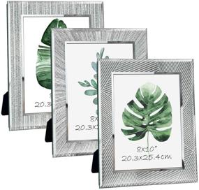 img 4 attached to 🖼️ ZBEIVAN 8x10 Picture Frames 3-Pack - Sparkling Glass Silver Glitter Mirrored Edge - Vertical & Horizontal - Desk/Tabletop Standing - 10x8 Photo Frame