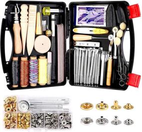 img 4 attached to 127-Piece Lokunn Leather Tool Kit with Leathercraft Tools, Stamping Tools, Rivets Kit, Prong Punch - Ideal for Beginner Leather Crafting & Working