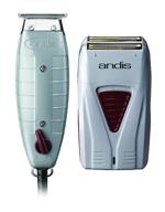 andis 17195 finishing combo: professional t-outliner trimmer + pro foil lithium titanium foil shaver - perfect grooming solution logo