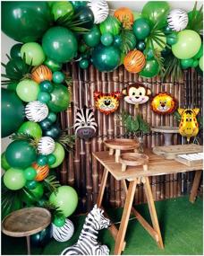 img 4 attached to 🎈 136ШТ Вышка Safari Jungle Wild One, Лев-Король Тема Для Праздника Бэби-шауэр Декорации Поставки для Мальчика Мальчиков, Первый Годик Тема Дикая Однотонная Зеленая Тема для Парня - Набор Декораций в Баллончике для Парня - Полный Пакет Декораций для Праздника!