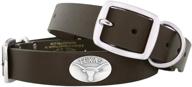 🐂 premium brown leather concho dog collar for texas longhorns enthusiasts - large size logo