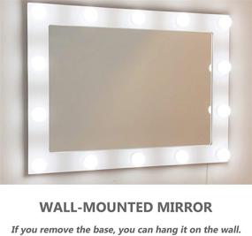 img 1 attached to 💄 Waneway Vanity Mirror with Hollywood Lights: 14 Dimmable LED Bulbs, Dressing Room & Bedroom Makeup Mirror, Tabletop or Wall-Mounted, Slim Wooden Frame Design, White