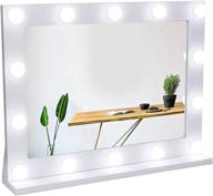 💄 waneway vanity mirror with hollywood lights: 14 dimmable led bulbs, dressing room & bedroom makeup mirror, tabletop or wall-mounted, slim wooden frame design, white logo