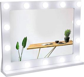 img 4 attached to 💄 Waneway Vanity Mirror with Hollywood Lights: 14 Dimmable LED Bulbs, Dressing Room & Bedroom Makeup Mirror, Tabletop or Wall-Mounted, Slim Wooden Frame Design, White
