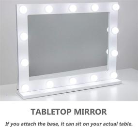 img 2 attached to 💄 Waneway Vanity Mirror with Hollywood Lights: 14 Dimmable LED Bulbs, Dressing Room & Bedroom Makeup Mirror, Tabletop or Wall-Mounted, Slim Wooden Frame Design, White