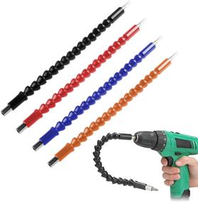 img 4 attached to Flexible Drill Bit Extension Set - 4 Pcs, 11.6 inch Soft Shafts, Universal Connection - Black, Red, Blue, Orange