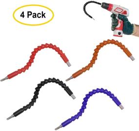 img 3 attached to Flexible Drill Bit Extension Set - 4 Pcs, 11.6 inch Soft Shafts, Universal Connection - Black, Red, Blue, Orange