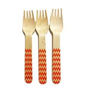perfect stix chevron forks 158 36- orange printed wooden forks with orange chevron pattern logo
