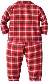 img 3 attached to 👶 Schbbbta Kids Plaid Cotton Pajama, Button Down Christmas PJs for Girls and Boys, 6 Months - 14 Years