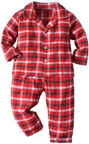 img 4 attached to 👶 Schbbbta Kids Plaid Cotton Pajama, Button Down Christmas PJs for Girls and Boys, 6 Months - 14 Years