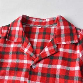 img 2 attached to 👶 Schbbbta Kids Plaid Cotton Pajama, Button Down Christmas PJs for Girls and Boys, 6 Months - 14 Years