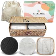 🌿 sweet adeline organic makeup remover pads - 18 pack + laundry bag + seagrass baskets with lids set, reusable cotton rounds, best gifts for women with all skin types, rattan basket included logo