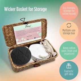 img 1 attached to 🌿 SWEET ADELINE Organic Makeup Remover Pads - 18 Pack + Laundry Bag + Seagrass Baskets with Lids Set, Reusable Cotton Rounds, Best Gifts for Women with All Skin Types, Rattan Basket Included