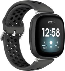 img 4 attached to 🏋️ Breathable Dual Color Silicone Sport Band, Compatible with Fitbit Versa 3 and Fitbit Sense Smartwatch, Replacement Watch Bands for Men and Women