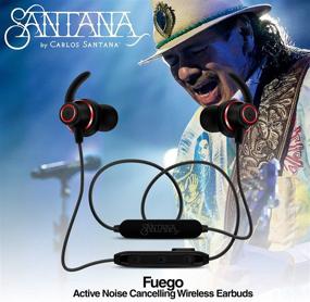 img 3 attached to 🎧 Сантана Фуэго Carlos Santana NC Черно-красные беспроводные наушники со шумоподавлением, оголовье с поддержкой Bluetooth, пультом дистанционного управления, микрофоном, защитой от воздействия воды IP64, 6-часовой автономной работы, BT