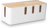 🔌 baskiss cable management box: 12x5x4.5 inches, wood lid, cord organizer for desk, tv, computer, usb hub system - conceals and protects power strips, cords and wires logo