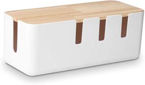 img 4 attached to 🔌 Baskiss Cable Management Box: 12x5x4.5 inches, Wood Lid, Cord Organizer for Desk, TV, Computer, USB Hub System - Conceals and Protects Power Strips, Cords and Wires