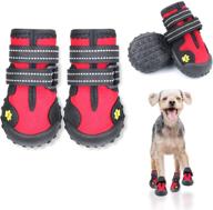 legle waterproof and breathable dog boots - non-slip sole, reflective tape, outdoor and indoor shoes for small, medium, and large dogs - red (4 pack) логотип