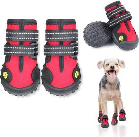 img 4 attached to Legle Waterproof and Breathable Dog Boots - Non-Slip Sole, Reflective Tape, Outdoor and Indoor Shoes for Small, Medium, and Large Dogs - Red (4 Pack)