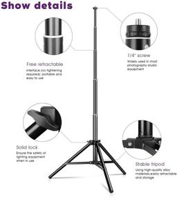 img 3 attached to 💡 Переносной штатив для кольцевой лампы высотой 5,5 футов: напольный, выдвижной селфи-палка, удобный для путешествий и настраиваемый стенд