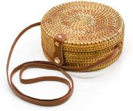 rattan handwoven natural crossbody handbag logo