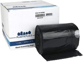 img 3 attached to 🗑️ Black Extra Tall Drawstring Kitchen Trash Bags - Plasticplace 13 Gallon, 1.2 Mil, 24"W x 31"H (200 Count)