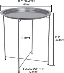 img 1 attached to Home Basics Matte White Foldable Round Metal Side Table - Multi-Purpose Accent for Bedroom, Living Room, Coffee, End Table