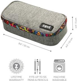 img 2 attached to 🖋️ Efficient Grey ZIPIT Jumbo Pencil Pouch: Large Capacity, Sturdy Organizer with Secure Zipper Closure for Adults