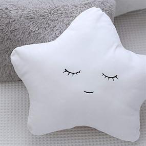 img 3 attached to PERFECTTO Set of 2 Decorative Pillows: White Fluffy Star and Furry Grey for Kids Room Décor